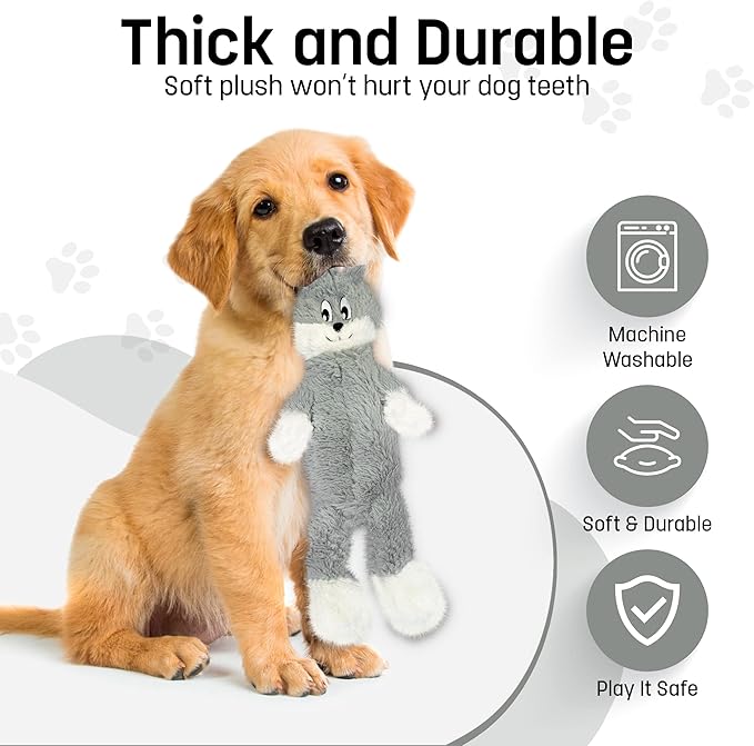 FGA MARKETPLACE Frog-Grey Rabbit Flat NO Stuffing NO Squeak Plush Dog Toy, Funny Style Will Entertain Your Dog for Hours, Recommended for Small and Medium Dog 21 INCH Long