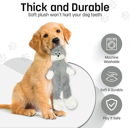 FGA MARKETPLACE Frog-Grey Rabbit Flat NO Stuffing NO Squeak Plush Dog Toy, Funny Style Will Entertain Your Dog for Hours, Recommended for Small and Medium Dog 21 INCH Long