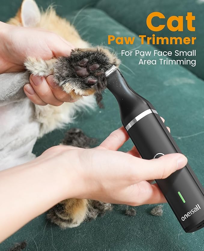 oneisall Cat Clippers and Paw Trimmer 3 in 1,Cat Grooming Kit,Cat Clippers for Matted Hair,Cordless Cat Shaver for Matted Long Hair,2 Speed Cat Hair Trimmer,Pet Clippers for Cats and Small Dogs