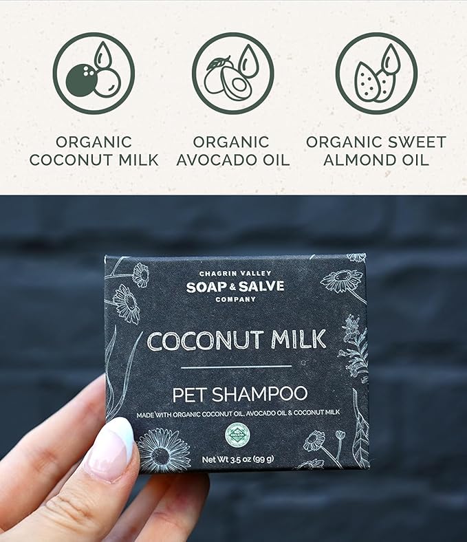 Chagrin Valley Soap & Salve Organic Dog Shampoo and Conditioner - Puppy Shampoo Itchy Skin Relief and Puppy Essentials - Natural Handmade Cedarwood Lavender, 3.8 oz Bar Soap 3-PK