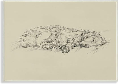 Stupell Industries Serene Dog Sleep Soft Cushion Monochrome Sketch Portrait, Design by Ethan Harper