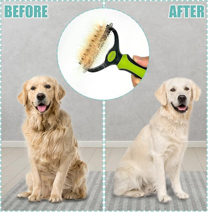 Pet Grooming Tool, Double-Sided Professional Grade Undercoat rake for pet tangles and mat Removal, Safe dehairing Comb and Depilation Tool