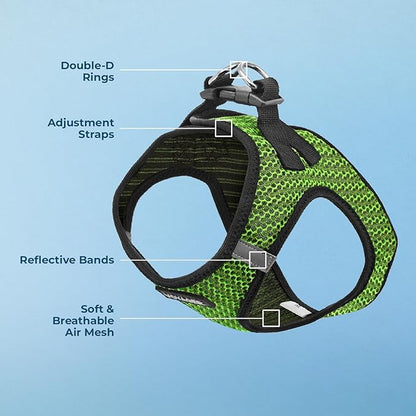 Voyager Step-in Air Dog Harness - All Weather Mesh, Reflective, No Pull Harness for Small, Medium Dogs, Cats - Secure with Hook & Loop Fastener, Buckle, Double D-Rings - Lime Green 2-Tone, XL