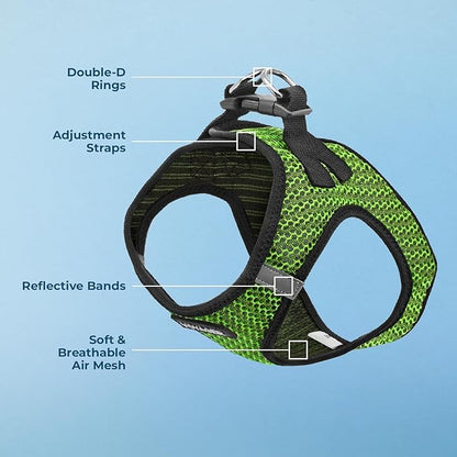 Voyager Step-in Air Dog Harness - All Weather Mesh, Reflective, No Pull Harness for Small, Medium Dogs, Cats - Secure with Hook & Loop Fastener, Buckle, Double D-Rings - Lime Green 2-Tone, XS