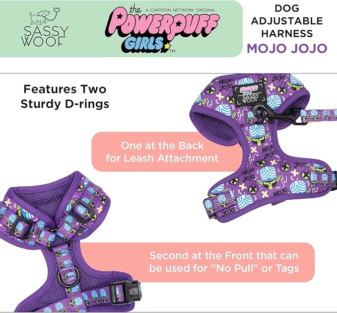 Dog Adjustable Harness - Mojo JoJo™ - XL, Breathable Mesh, No Pull Design with Two D-Rings, Perfect for Extra Large Dogs