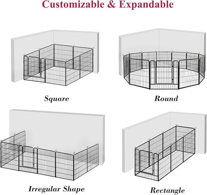 Dog Playpen, 32inch 10 Panels Outdoor Dog Fence Indoor Dog Pen Anti-Rust Pet Puppy Pen Dog Exercise Pen with Lock for Medium Small Dogs, Portable Pet Fence for Yard RV Camping