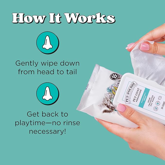 Pet-Pourri Pawsitively Fresh Deodorizing Pet Wipes – Quick Cleaning Wipes for Dogs & Cats – Plant Based Ingredients – Vet Recommended – Cleaner Odor Remover Wipes for Paw, Fur & Skin Soothing