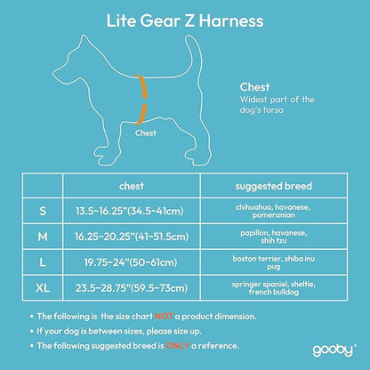 Gooby Lite Gear Z Harness - Scratch Resistant Ergonomic Harness with Shock Absorption - Head-in Harness for Small or Medium Dogs