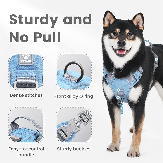 Pawaii Dog Harness for Large Dogs, Dog Harness with Pet ID Tag, No Choke Dog Harness, Adjustable Soft Padded Pet Vest with Easy Control Handle