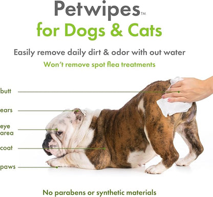 Petkin Plant-Based PetWipes, 200 Wipes, 6 Count - Biobased, Sustainable, Big & Thick Pet Wipes for Dogs & Cats - for Face, Paws, Ears, Body & Eye Area - Consciously Cleans & Conditions - Unscented