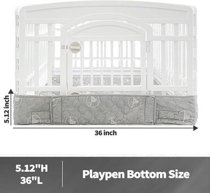 PJYuCien Dog Playpen Bottom Pad Fits for 36 Inch 4 Panels Exercise Pet Pen, Using as a Fence Stabilization and Puppy Pen Mat, Hoop and Loop Design, Grey (Playpen Not Included)
