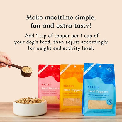 Bocce's Bakery Cheese & Sweet Potato Dog Food Toppers – All-Natural, Wheat-Free Dog Food Topper Made with Real Ingredients, Baked in The USA, 8 oz