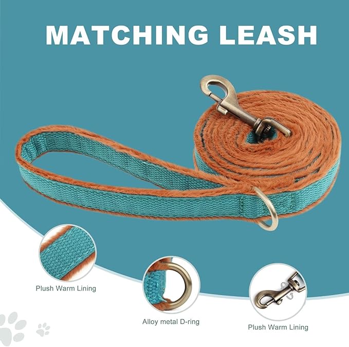 Beirui Soft Medium Dog Harness and Leash Set-Adjustable Step in Dog Harness for Medium Dogs-Easy Walk Dog Harness Medium Sized Dog-Warm No Pull Dog Harness and Leash Used in Autumn Winter(Blue,M)