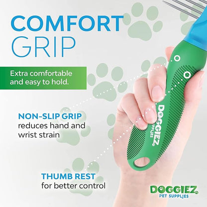 Rotating Pin Detangling Comb for Dogs & Cats - Detangler Grooming Tool Dematting Comb - Stainless Steel Metal Teeth Matted Fur, Knots, Tangles and Undercoat Shedding
