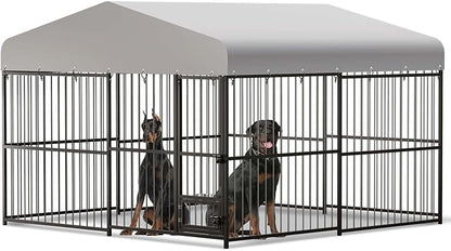10x10x6FT Large Dog Kennel Outside Dog Playpen Outdoor Dog Enclosures with UV-Resistant Waterproof Roof Covered Dog House Outdoor,Lock,for Medium and Large Dogs,Easy Assembly