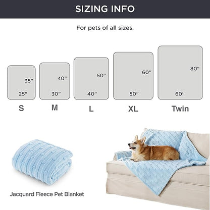 Bedsure Dog Blanket for Medium Dogs Washable - Soft Fluffy Puppy Blanket with Premium 300GSM Coral Fleece, Cozy Calming Cat Blankets for Indoor Cats, Fuzzy Pet Blanket for Kitten Doggy, Blue, 30x40IN