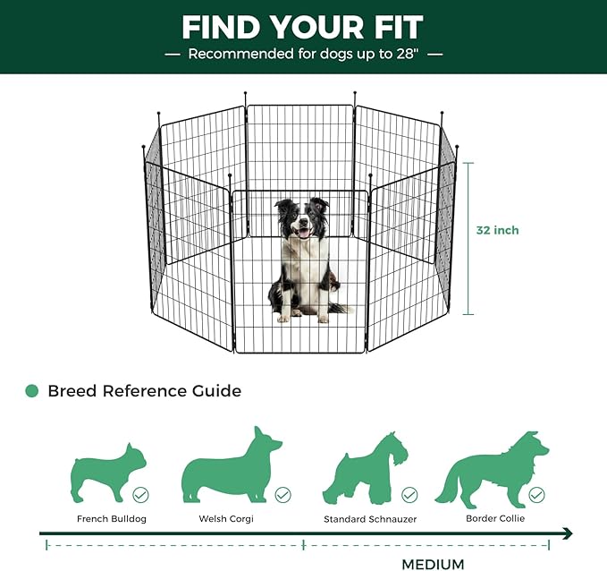 FXW MiniPaws Dog Playpen for Yard & RV Camping, Expandable 32-inch 48 Panels for Small and Medium Dogs, Portable for Indoor and Outdoor Use