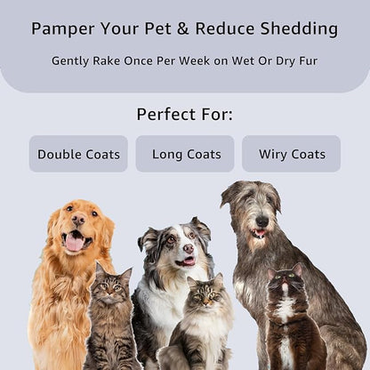 YINGFAN Dog Comb, Stainless Steel Dematting Comb for Dogs and Cats, Metal Dog Comb Removes for Knots and Tangled Hair (6.3 inches)