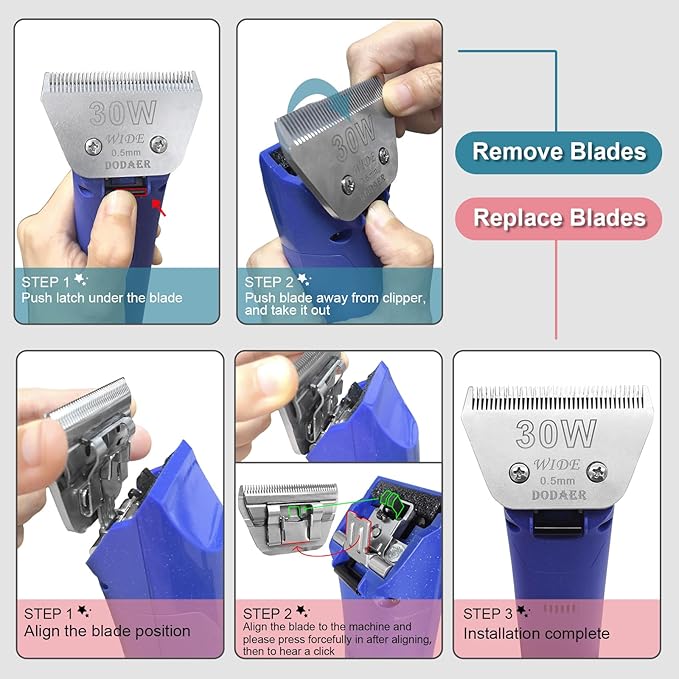 2 Pack 7 Wide Blades for Dog Grooming,Compatible with Andis,Oster A5,Wahl km10 Clippers,Cutting Length 1/8" (3.2mm)