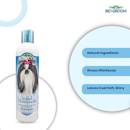 Bio-groom Wild Honeysuckle Dog Shampoo – Natural Scent Pet Shampoo, Aloe Vera, Chamomile, Cat & Dog Bathing Supplies, Puppy Wash, Cruelty-Free, Made in USA, Quick Rinse Cat Shampoo – 12 fl oz 1-Pack