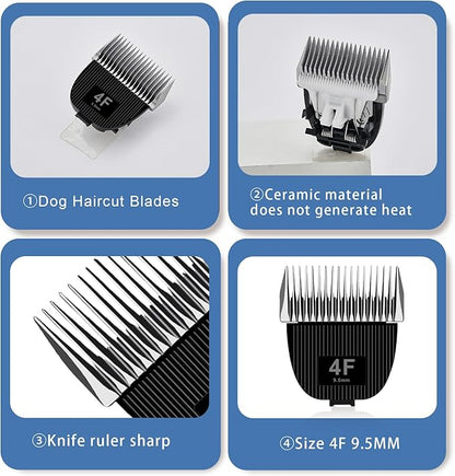 Replacement Blade for nebot P1 Pro Pet Grooming Kit & Vacuum,Size-4F Cut Length 3/8"(9.5mm),Made of Ceramic Blade & Stainless Steel Blade