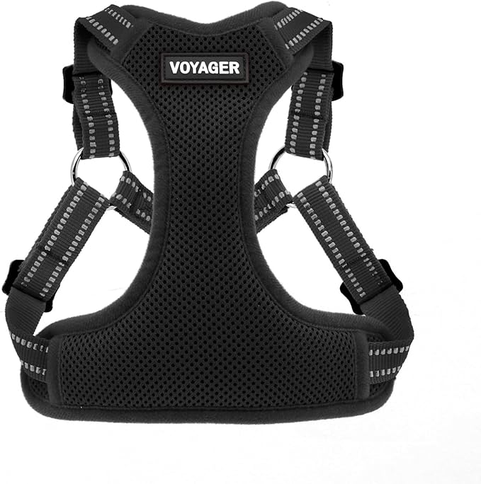 Best Pet Supplies Voyager Adjustable Dog Vest Harness Breathable No Pull Harness for Small, Medium, Large Dogs, Heavy Duty Harness for Walking, Jogging, Easy Step-in, Reflective Stripes - (Black), S