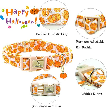 Lionheart glory Halloween Dog Collars Pumpkin Pink Dog Collar Heavy Duty Adjustable Fall Dog Collar for Large Collar Dog Female or Male Dog Collar