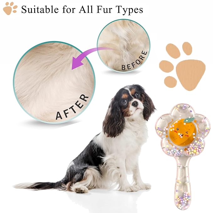 Soft Dog Brush for Small Dogs | Gentle Puppy Brush for Yorkies, Shih Tzus, Maltipoos & Maltese | Pet Hair Removal Brush with Soft Bristles | Dog Brush for Shedding (Pink Orange）
