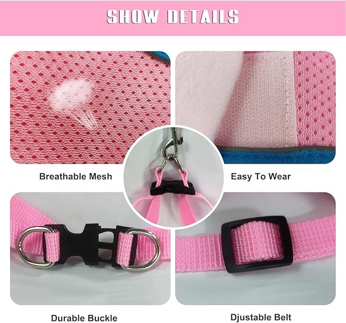 FEimaX Dog Harness and Leash Set, No Pull Soft Mesh Reflective Escape Proof Small Dog Cat Vest Adjustable Pet Outdoor Harnesses for Puppy Kitten Rabbit