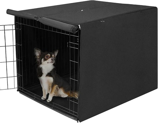 Deblue 42" Dog Crate Cover, Breathable Dog Kennel Cover for Large Wire Crate, Lightweight Polyester Pet Kennel Covers for Indoor Protection - (42 inches, Black)