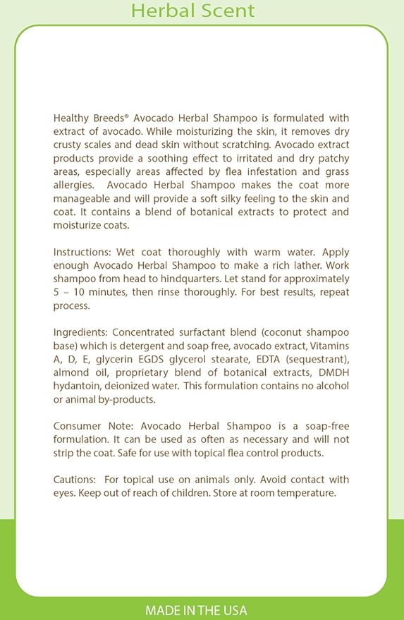 Healthy Breeds Pit Bull Avocado Herbal Dog Shampoo 16 oz