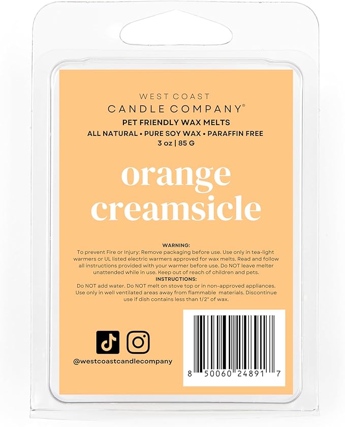 Pet Friendly Wax Melts | Pet Safe Wax Melts | All Natural Dog Safe Wax Melts | Non-Toxic Wax Melts | Pet Odor Eliminator | Pure Soy Wax Melts | Veterinarian Approved (Orange Creamsicle)