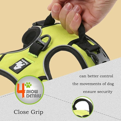 Reflective Nylon No-Pull Dog Harness and Training Leash Set Padded Durable Adjustable(XS, Orange Set)