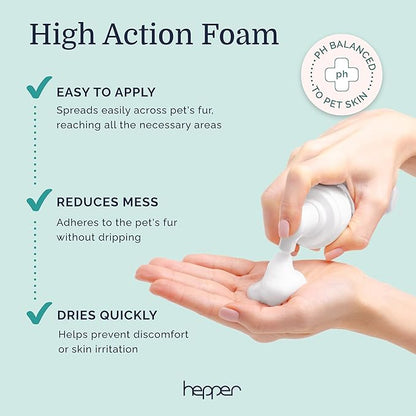 Hepper Waterless No Rinse Dry Shampoo for Dogs, Cats, and Other Pets. Dry Shampoo Foam in Only One Pump. No Rinse, No Bath, No Fuss —Just Brush. Dog/Cat Wash for The Difficult Dirty Pet