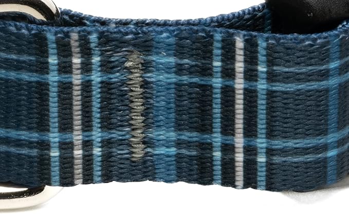 Country Brook Petz - Deluxe Navy Plaid Dog Collar - Made in The U.S.A. - Plaid and Argyle Collection Featuring Charming Designs (5/8 Inch, Small)
