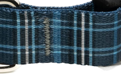 Country Brook Petz - Deluxe Navy Plaid Dog Collar - Made in The U.S.A. - Plaid and Argyle Collection Featuring Charming Designs (5/8 Inch, Small)