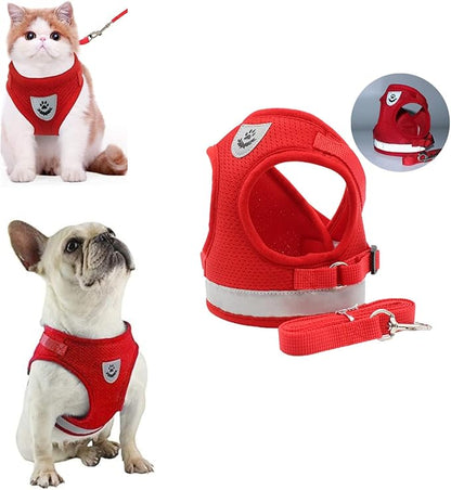 Cat Harnesses for Small Dogs - Cat Harnesses and Leashes for Walking, Adjustable Reflective Step in Dog Harness for Small Dog and Cat (Red, XS (10.2” – 11.4”))
