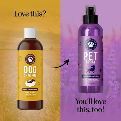 Soothing Oatmeal Shampoo for Dogs - Cleansing and Moisturizing Aloe & Oatmeal Dog Shampoo for Smelly Dogs of all Ages & Breeds - Gentle Sulfate and Paraben Free Dog Wash Made in USA (Sweet Cherry)