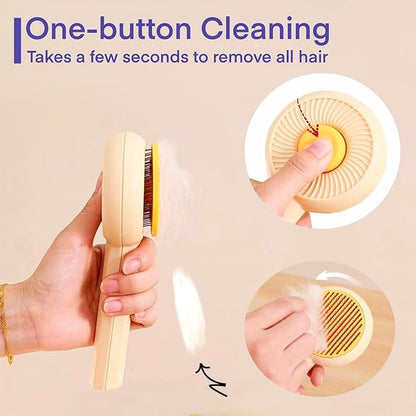 2 Pcs Cat Grooming Brushes, Pet Hair Cleaner Brush, Pet Massage Brushes for Cats Dogs with Self-Cleaning Button, Pet Shedding Brush for Removing Tangles Loose Fur