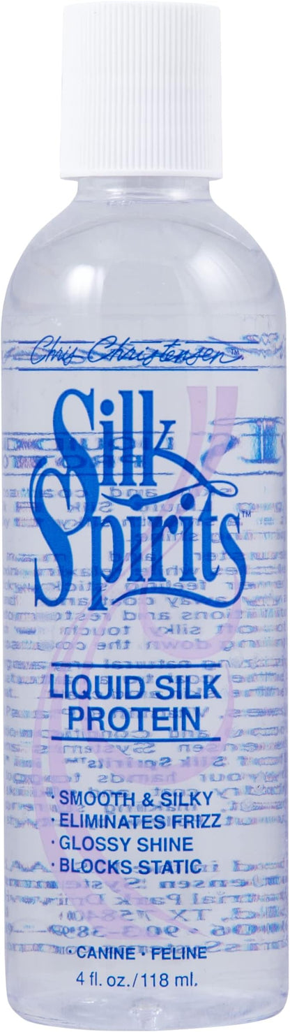 Chris Christensen Silk Spirits, Liquid Silk Protein, Dog Conditioner for Long Hair Dogs and Drop Coated Dogs, Groom Like a Professional, Made in USA, 4 oz