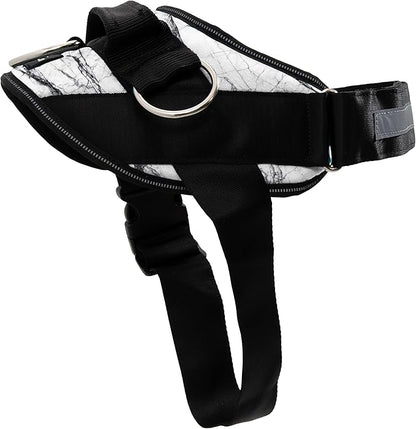 ShawnCo Essential Dog Harness, No-Pull Pet Vest with 3 Leash Clips, No Choke, Reflective, Adjustable and Padded, for Easy Walking and Training for Small, Medium and Large Dogs (White Marble, XL)