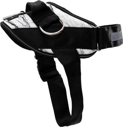 ShawnCo Essential Dog Harness, No-Pull Pet Vest with 3 Leash Clips, No Choke, Reflective, Adjustable and Padded, for Easy Walking and Training for Small, Medium and Large Dogs (White Marble, S)