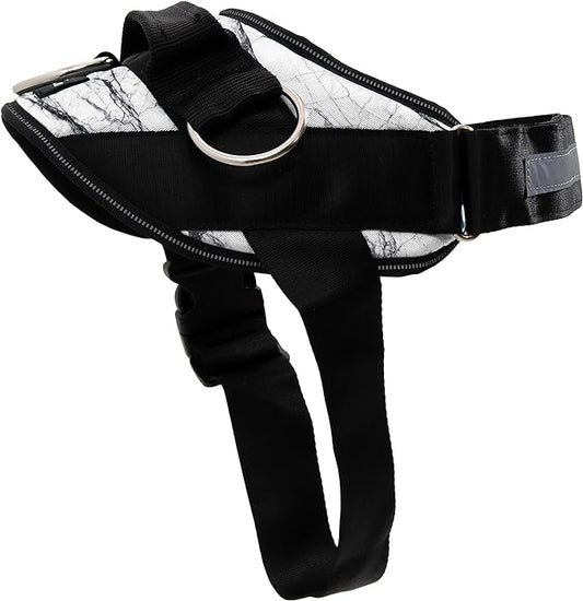 ShawnCo Essential Dog Harness, No-Pull Pet Vest with 3 Leash Clips, No Choke, Reflective, Adjustable and Padded, for Easy Walking and Training for Small, Medium and Large Dogs (White Marble, S)