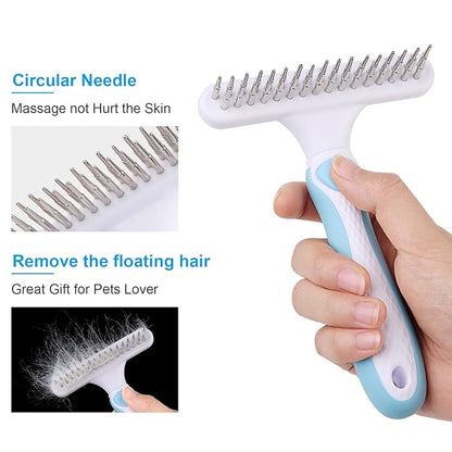 Pet Grooming Brush - Undercoat Rake for Dogs, Cats, Dematting Deshedding Brush Comb - Ideal for Thick, Long Hair, Matted Pets - Professional Shedding Tool - Blue