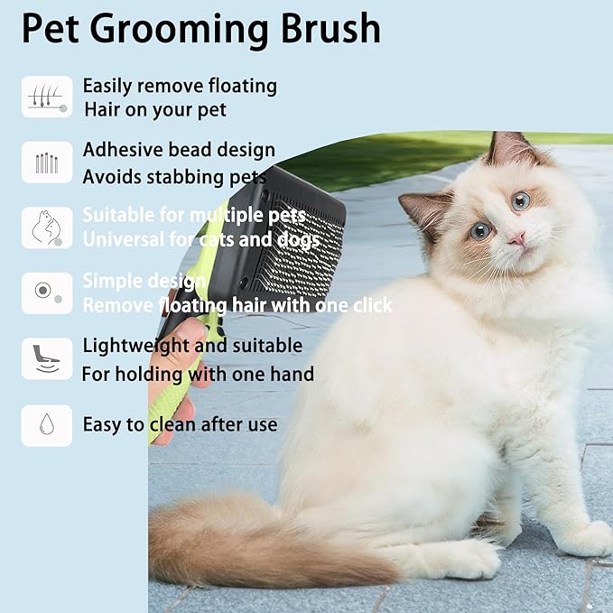 Skin-Friendly Slicker Brush for Pet Grooming - Easy-to-Clean Depilatory Brush for Dogs and Cats, Puppy Hair Removal, Green