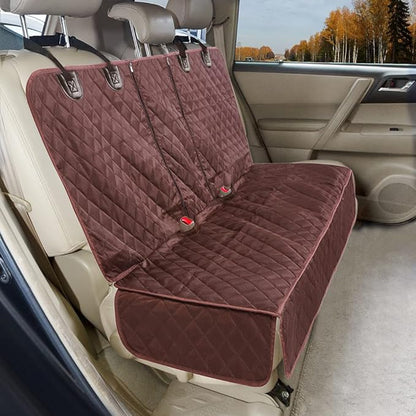 Dog Car Seat Cover for Back Seat Cover for Kids,Non Stick Fur Rear Seat Protector for Pet,Nonslip Waterproof Universal Fit Interior Backseat Covers for Auto Van SUV (Large, Coffee Brown)