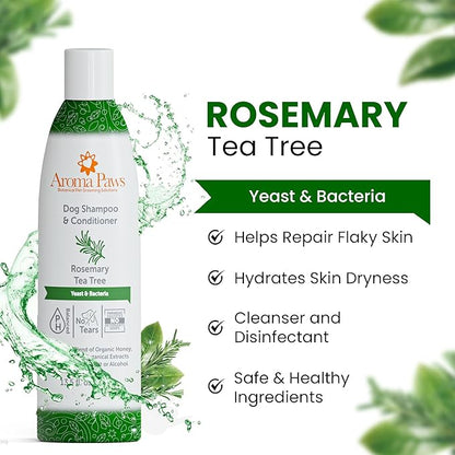 Dog Shampoo – Cleansing Wash, Conditioning, Moisturizing – Healthy Ingredients – Aromatic Grooming Puppy Shampoo – Tearless Cleaner, Rosemary Tea Tree