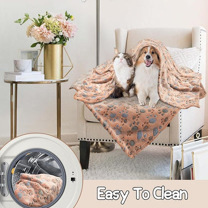 Dog Blankets for Dogs, 3 Pack Large Blanket Medium Dog Cat Soft Fuzzy Blankets Washable,Comfort Flannel,Fuzzy Soft Blankets for Dogs,Pet Blanket,Reversible Cow Print,41 x 31 inch，Blue