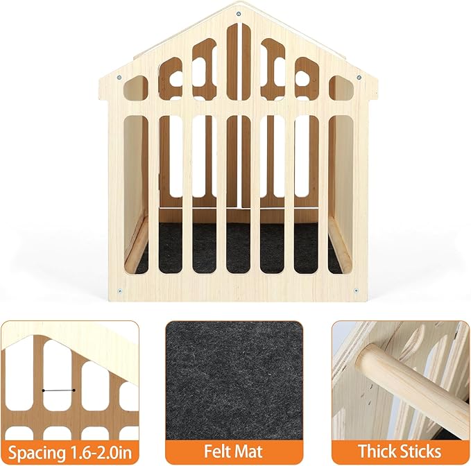 Dog House Indoor for Small Dogs & Medium Dogs 30”Lx21”Wx24”H, Wooden Board & Oxford Fabric & Felt Mat, Lockable Door, Easy Assembly, Wooden Color