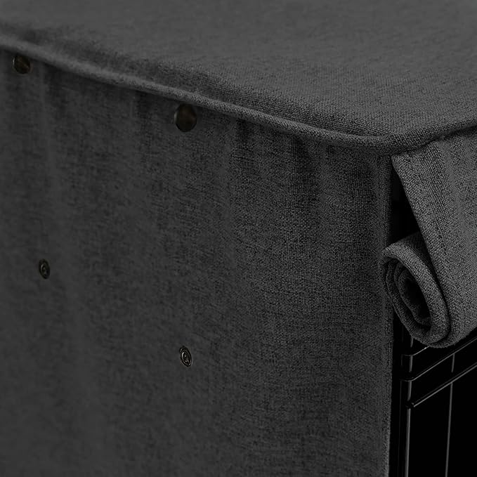 Friends Forever Metal Dog Crate Cover 42 inch, Wire Dog Kennel Cover w/Light Blocking Protective Curtain, Dog Cage Cover w/Roller Shades, Machine Washable, Trucker Black